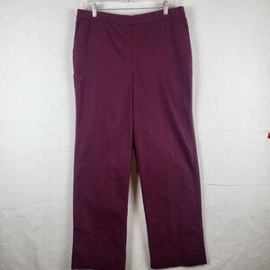 Alfred Dunner Women's Burgundy Elastic Waist Straight Leg Pants Size 14